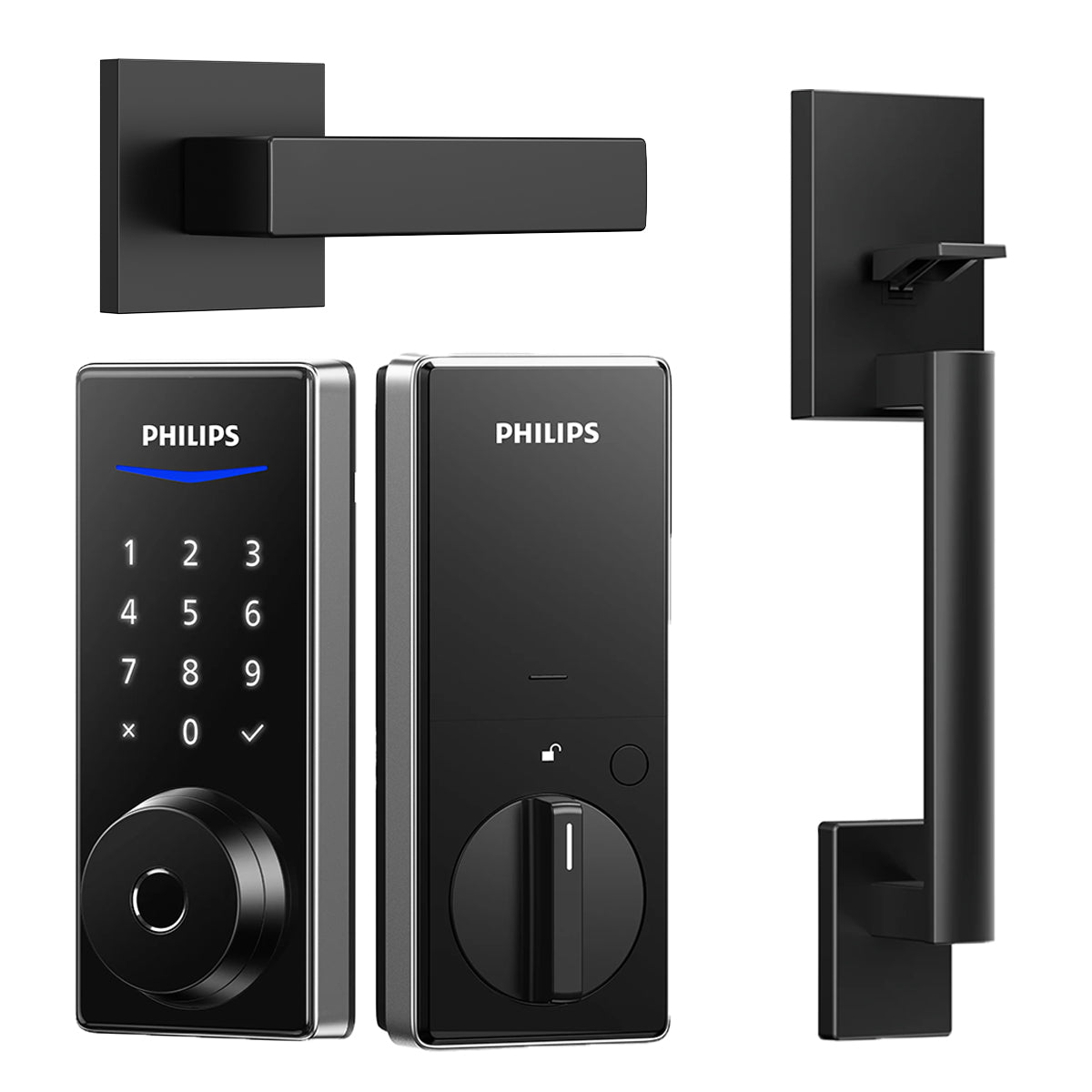 Philips 1000 Series Fingerprint Touchscreen Electronic Deadbolt with Handleset