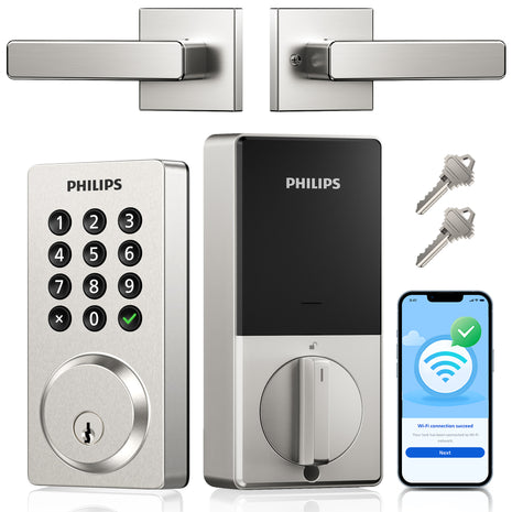 Philips 4200 Series Built-in Wi-Fi Keypad Smart Deadbolt with Door Lever