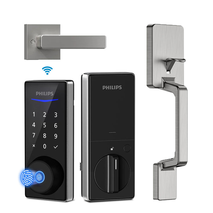 Philips 4000 Series Built-in Wi-Fi Fingerprint Touchscreen Smart Deadbolt Handleset Bundle