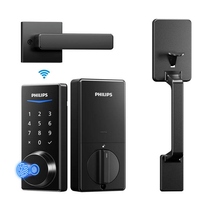 Philips 4000 Series Built-in Wi-Fi Fingerprint Touchscreen Smart Deadbolt Handleset Bundle