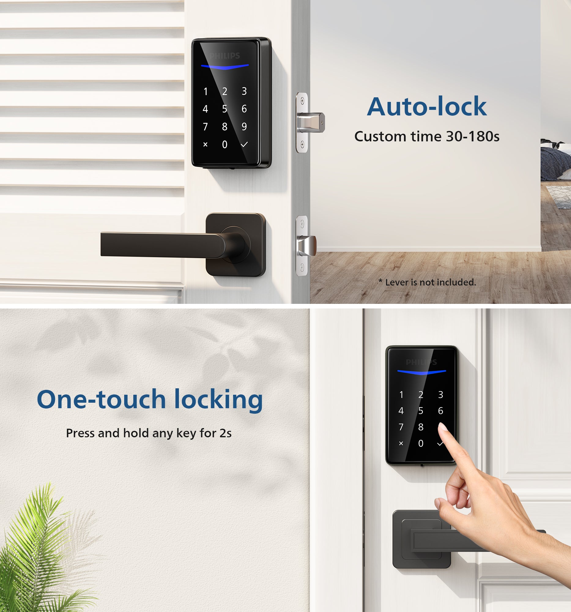 Philips 1000 Series Touchscreen Key-free Electronic Deadbolt with Handleset