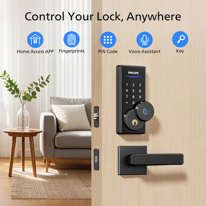 Philips 4000 Series Wi-Fi Fingerprint Touchscreen Smart Deadbolt with Lever