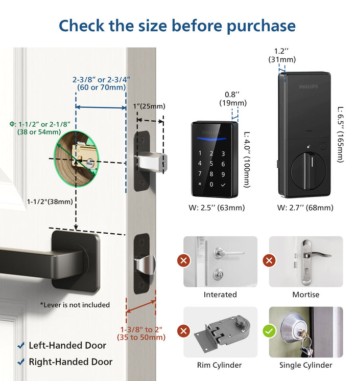 Philips 1000 Series Touchscreen Key-free Electronic Deadbolt with Handleset