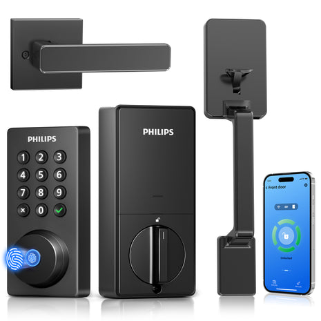 Philips 4200 Series Built-in Wi-Fi FIngerprint Keypad Smart Deadbolt with Handleset