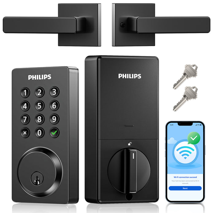 Philips 4200 Series Built-in Wi-Fi Keypad Smart Deadbolt with Door Lever