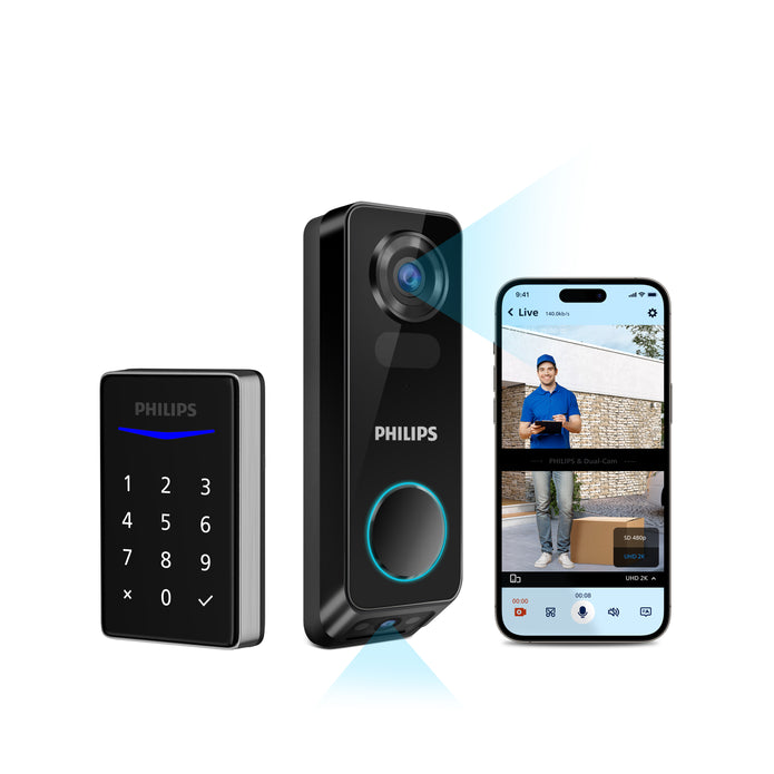 Philips Touchscreen Key-Free Electronic Deadbolt + Video Doorbell Bundle
