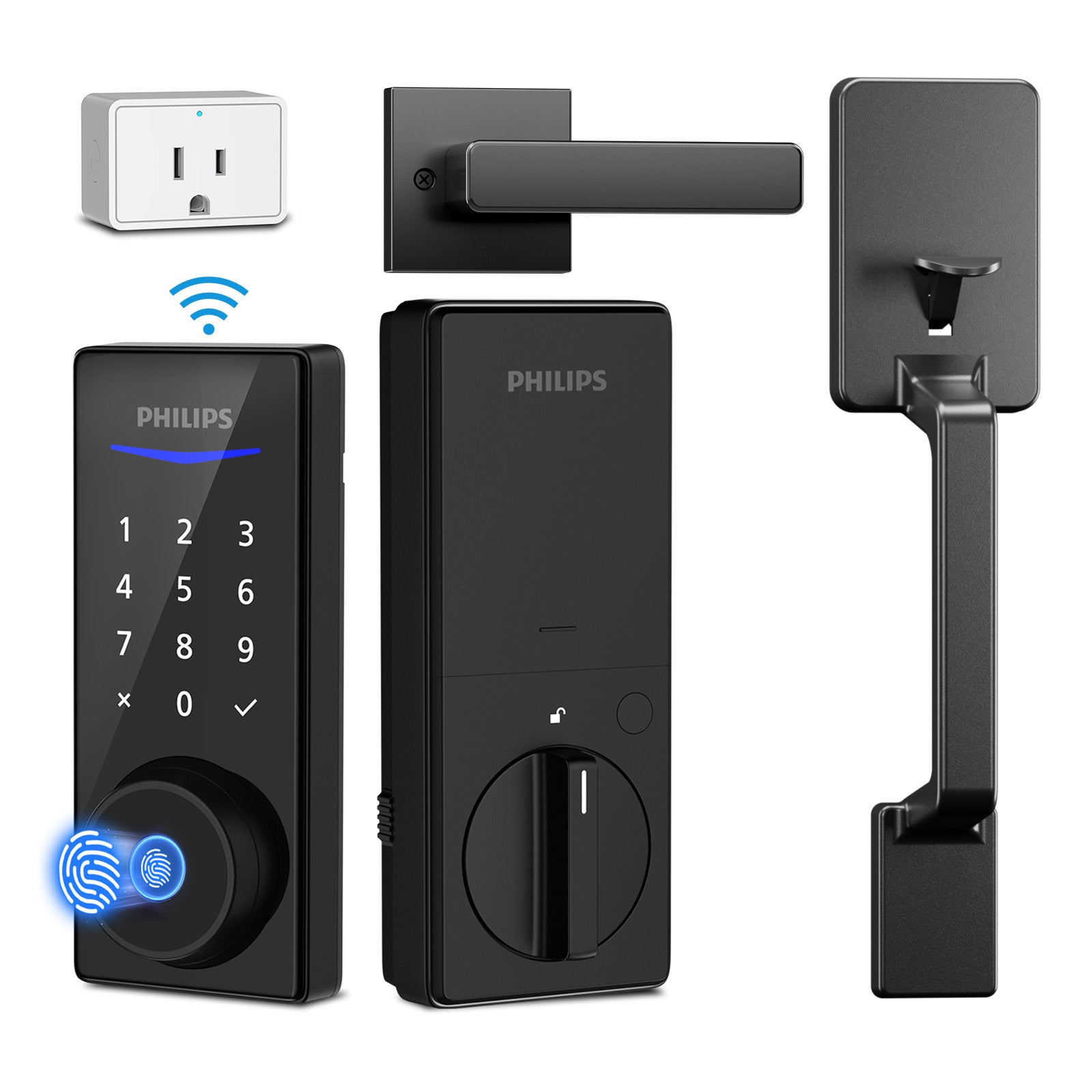 Philips 4000 Series Wi-Fi Fingerprint Touchscreen Smart Deadbolt with Handleset