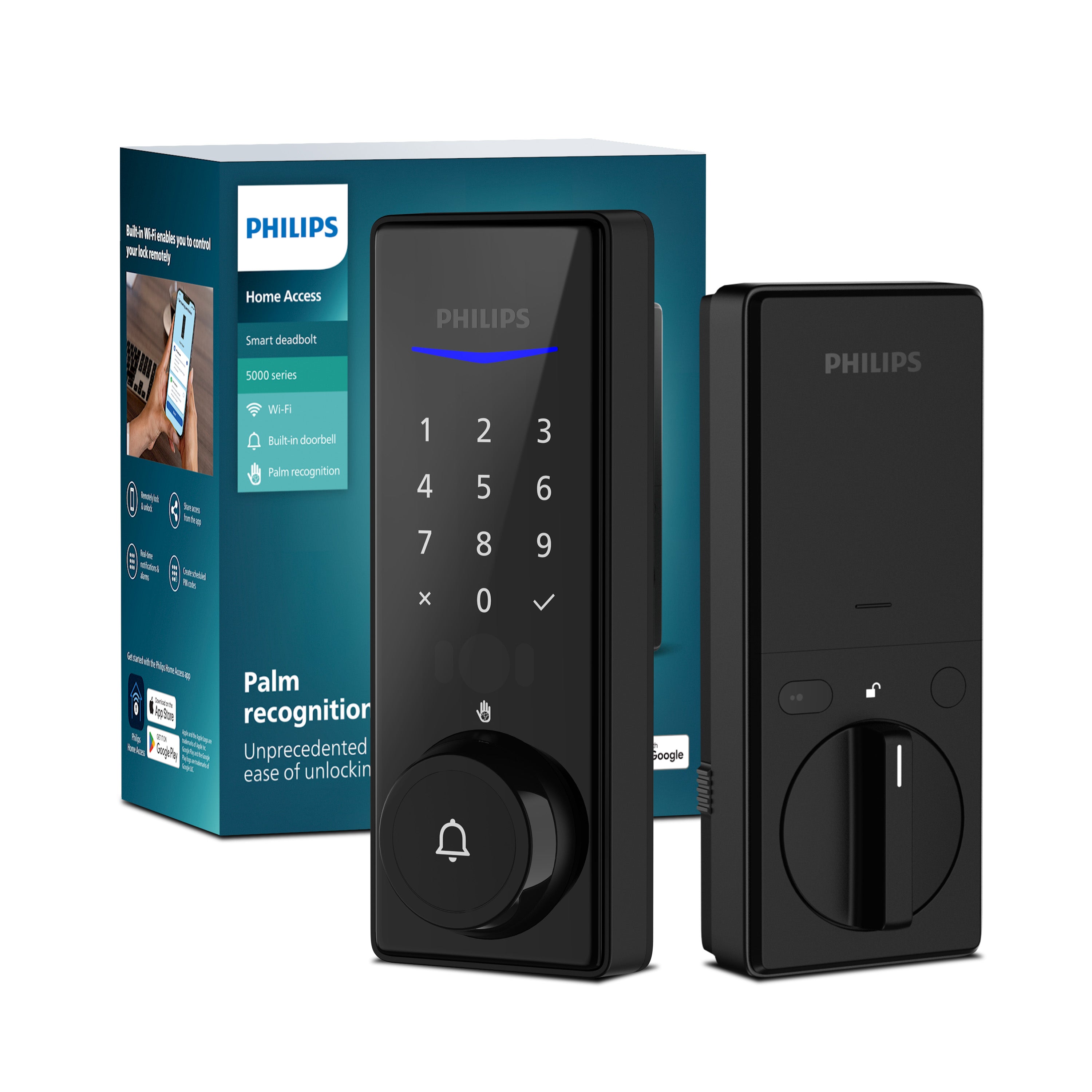 Philips 5000 Series Wi-Fi Palm Recognition Lock with Door Handleset