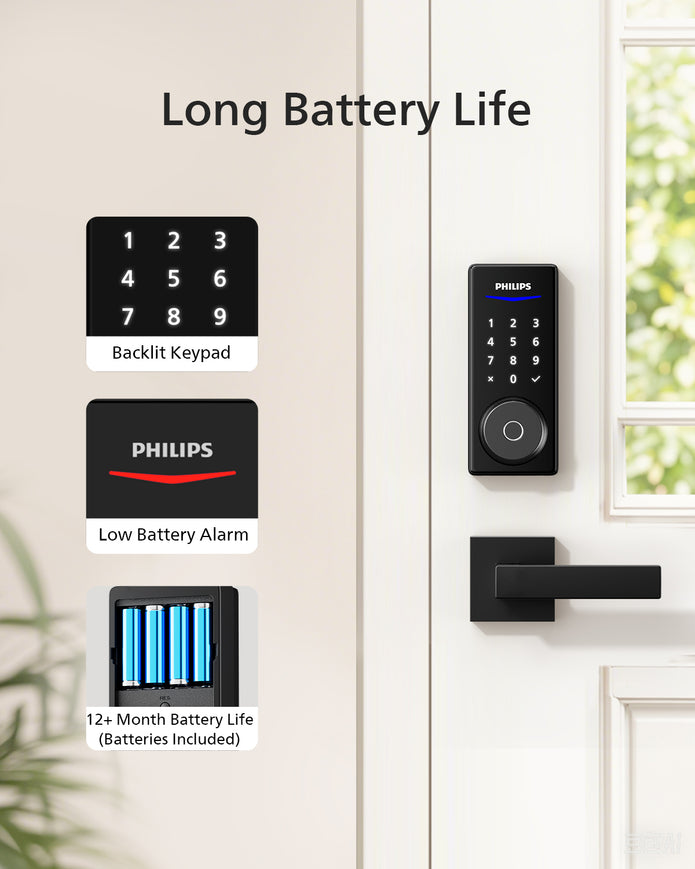 Philips 1000 Series Fingerprint Touchscreen Electronic Deadbolt with Lever