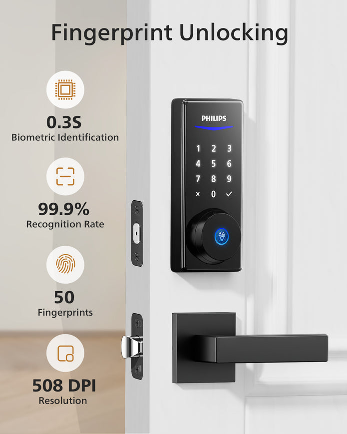 Philips 1000 Series Fingerprint Touchscreen Electronic Deadbolt with Lever
