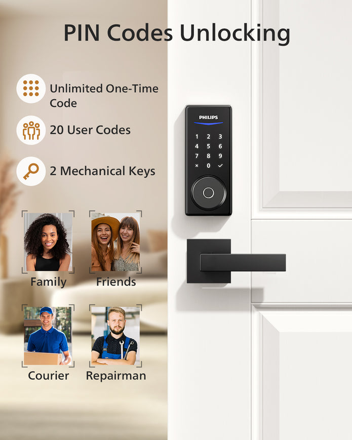 Philips 1000 Series Fingerprint Touchscreen Electronic Deadbolt with Lever