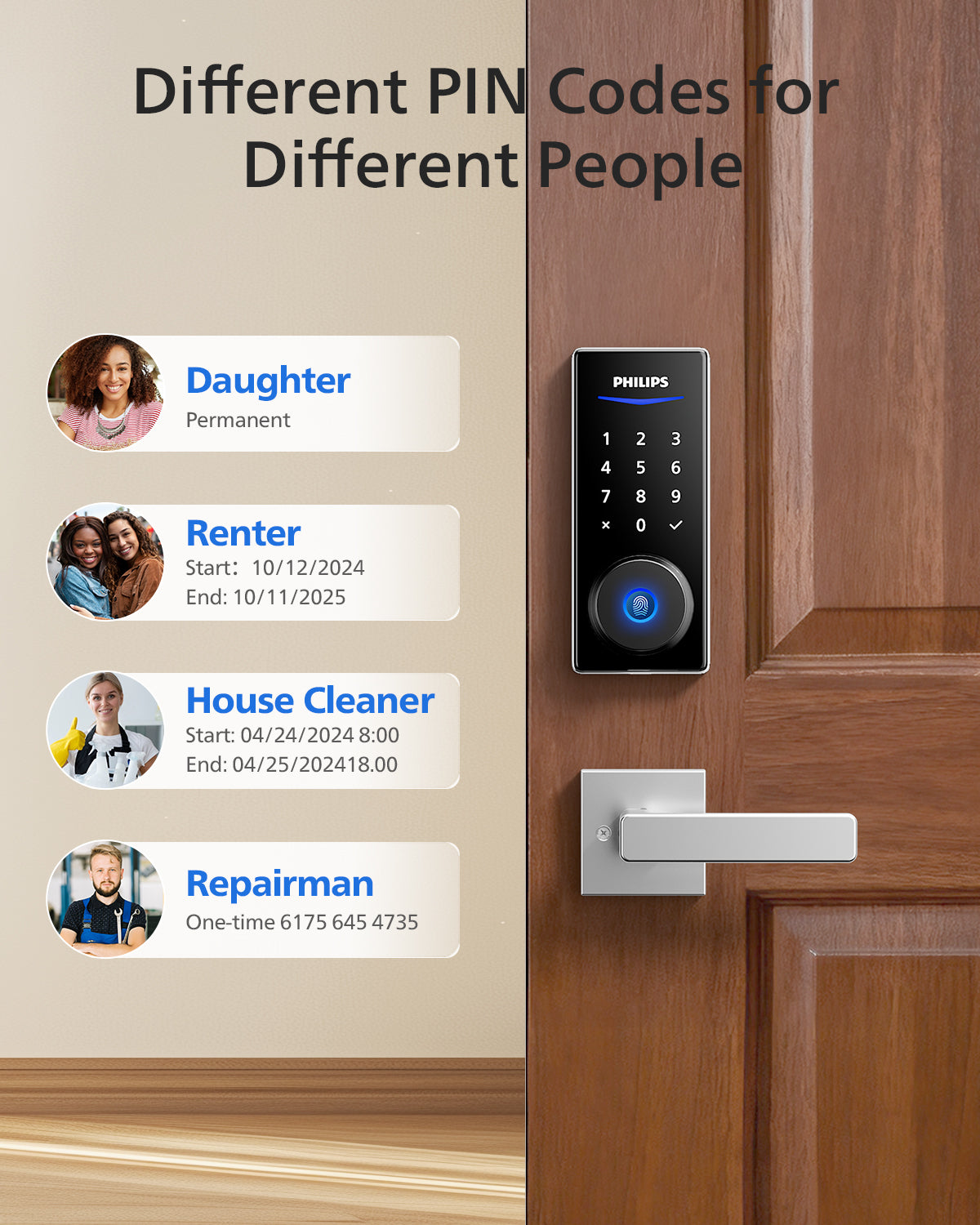 Philips 4000 Series Bluetooth Fingerprint Smart Deadbolt with Lever