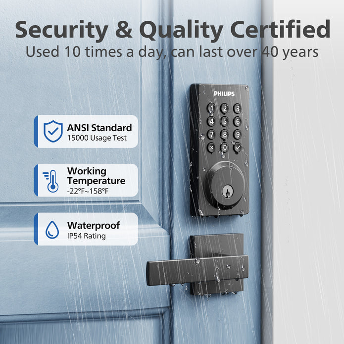 Philips 4200 Series Built-in Wi-Fi Keypad Smart Deadbolt with Handleset