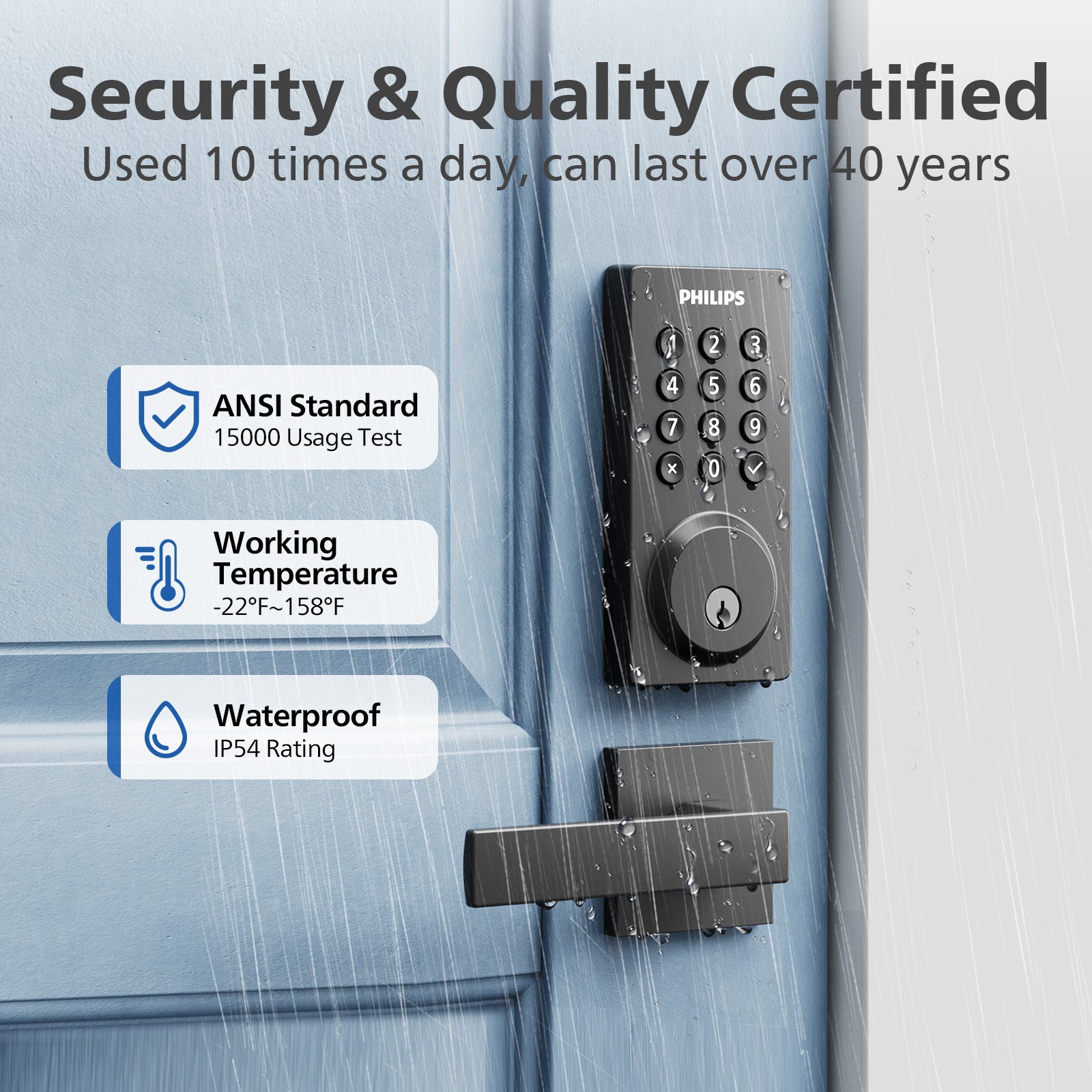 Philips 4200 Series Built-in Wi-Fi Keypad Smart Deadbolt with Handleset