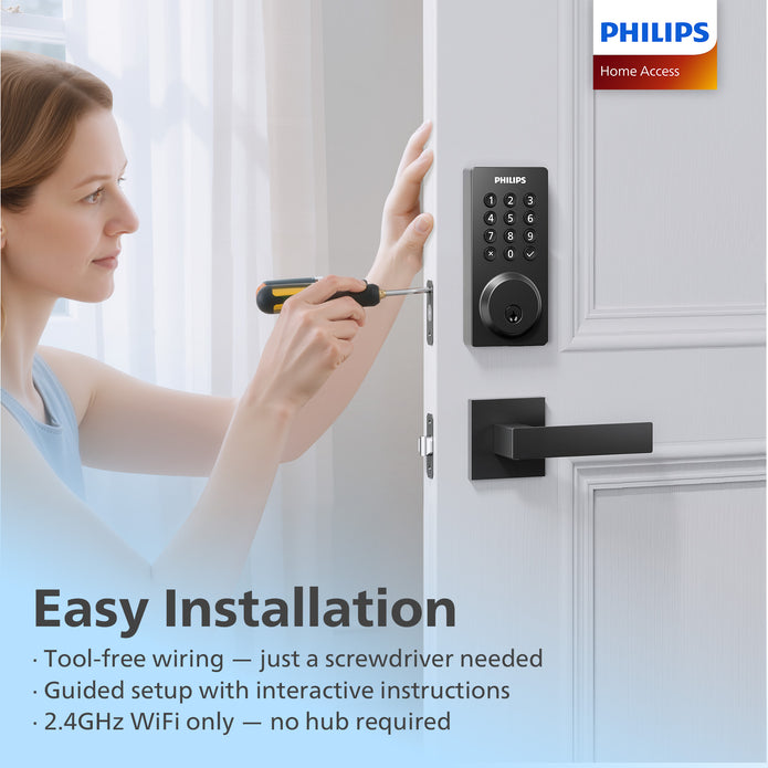 Philips 4200 Series Built-in Wi-Fi Keypad Smart Deadbolt with Handleset