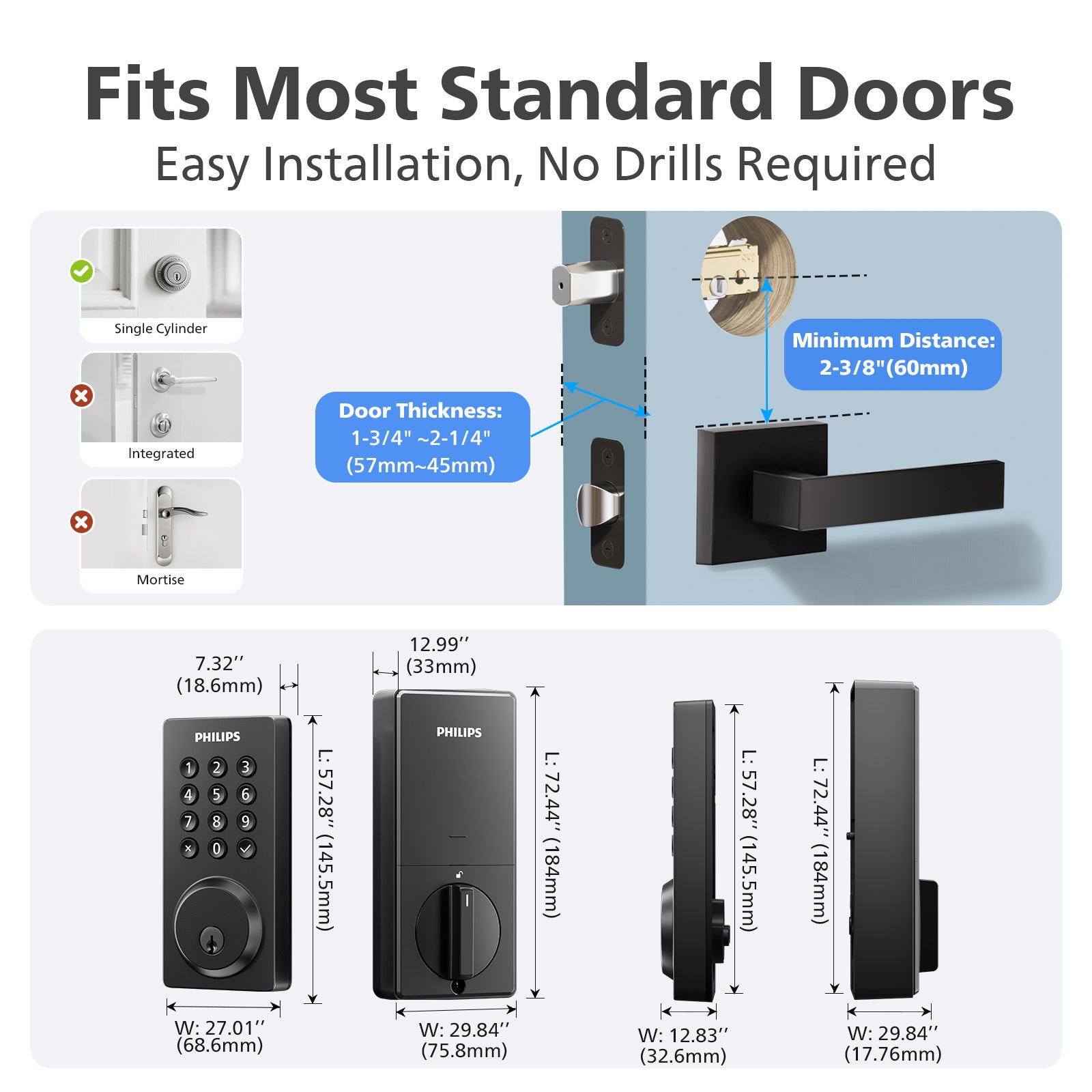 Philips 4200 Series Built-in Wi-Fi Keypad Smart Deadbolt with Handleset