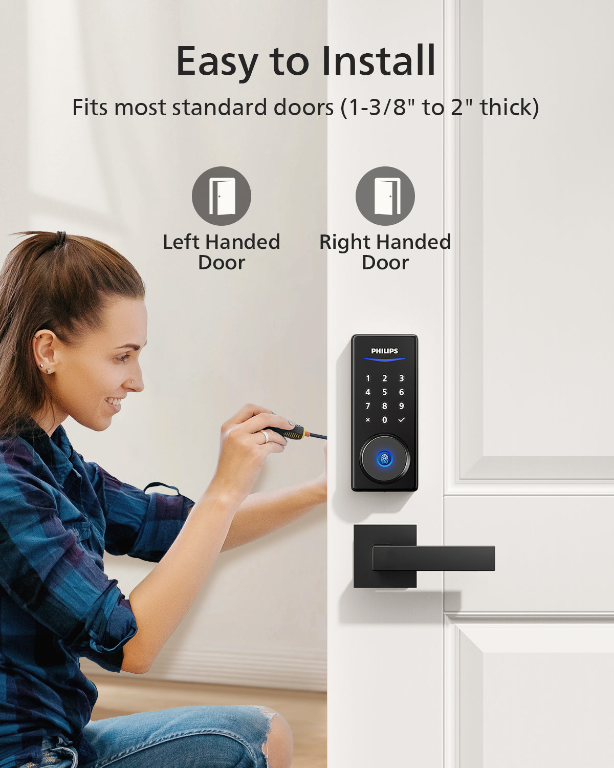 Philips 1000 Series Fingerprint Touchscreen Electronic Deadbolt with Lever