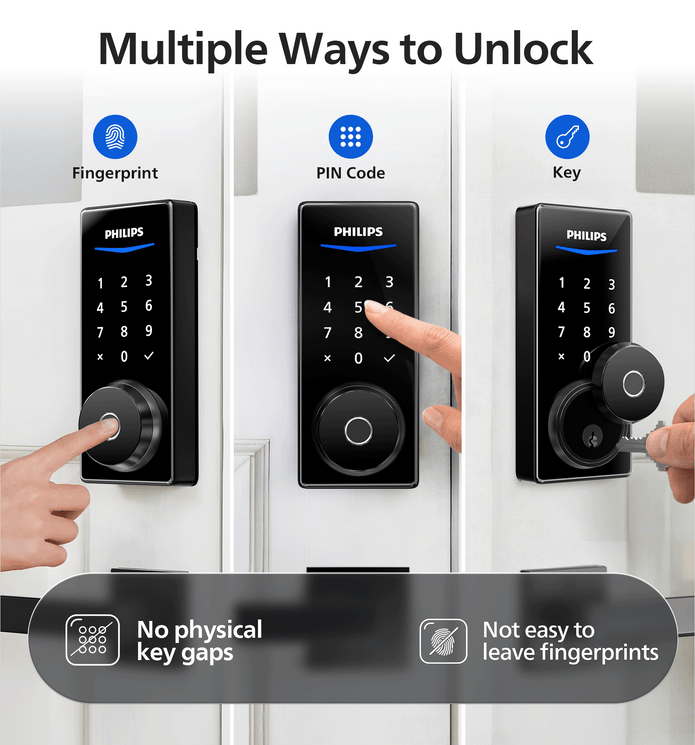 Philips 4000 Series Wi-Fi Fingerprint Touchscreen Smart Deadbolt with Handleset